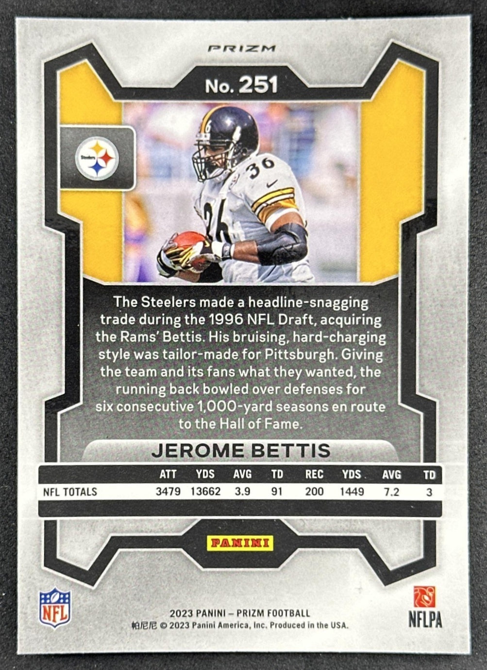 Jerome Bettis 2023 Panini Prizm Green Wave Steelers Sports Trading Cards