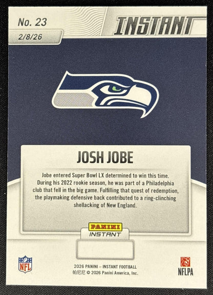 Josh Jobe 2026 Panini Instant Super Bowl LIX Champions Seattle Seahawks
