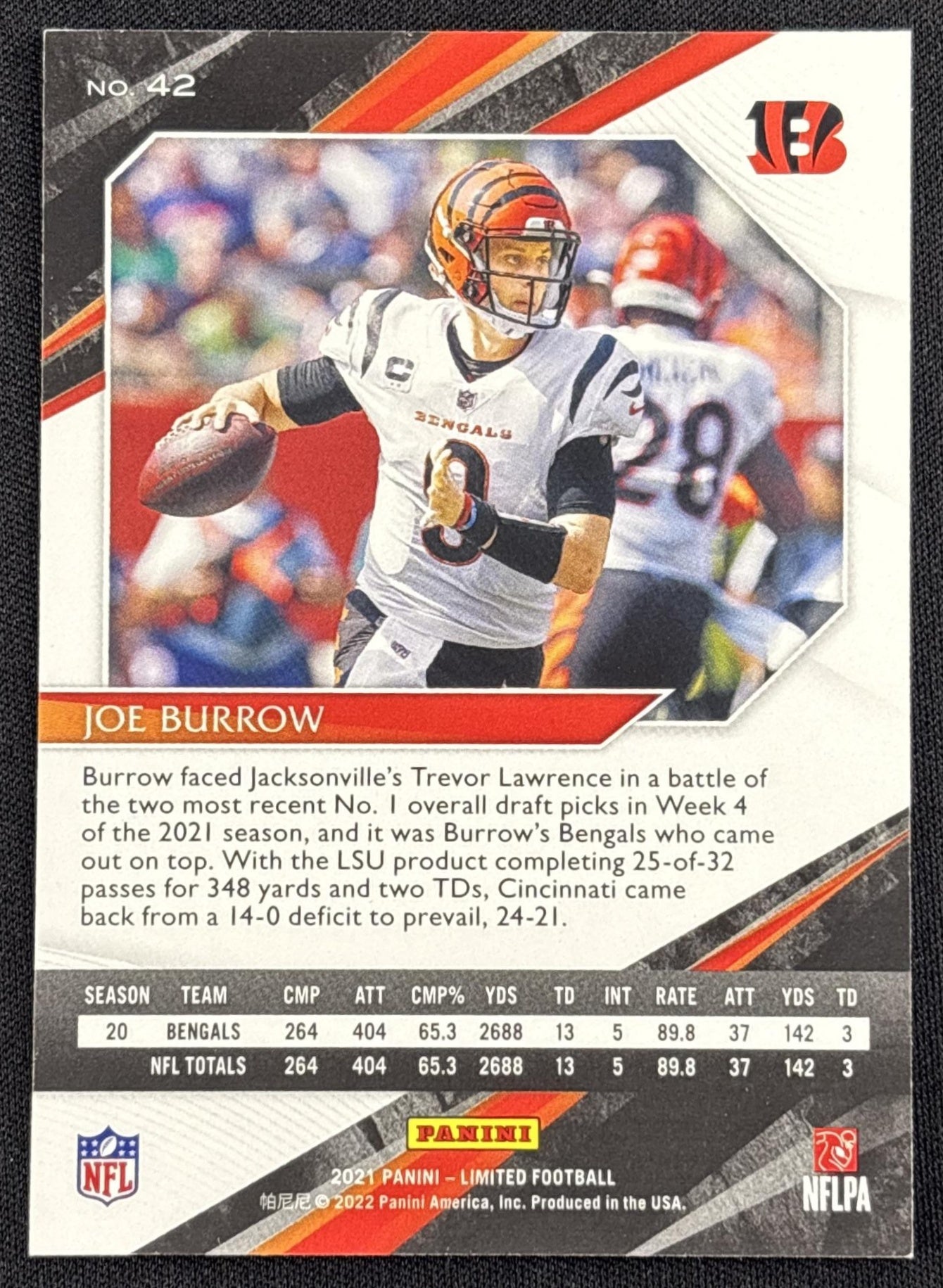Joe Burrow 2021 Panini Limited Bengals