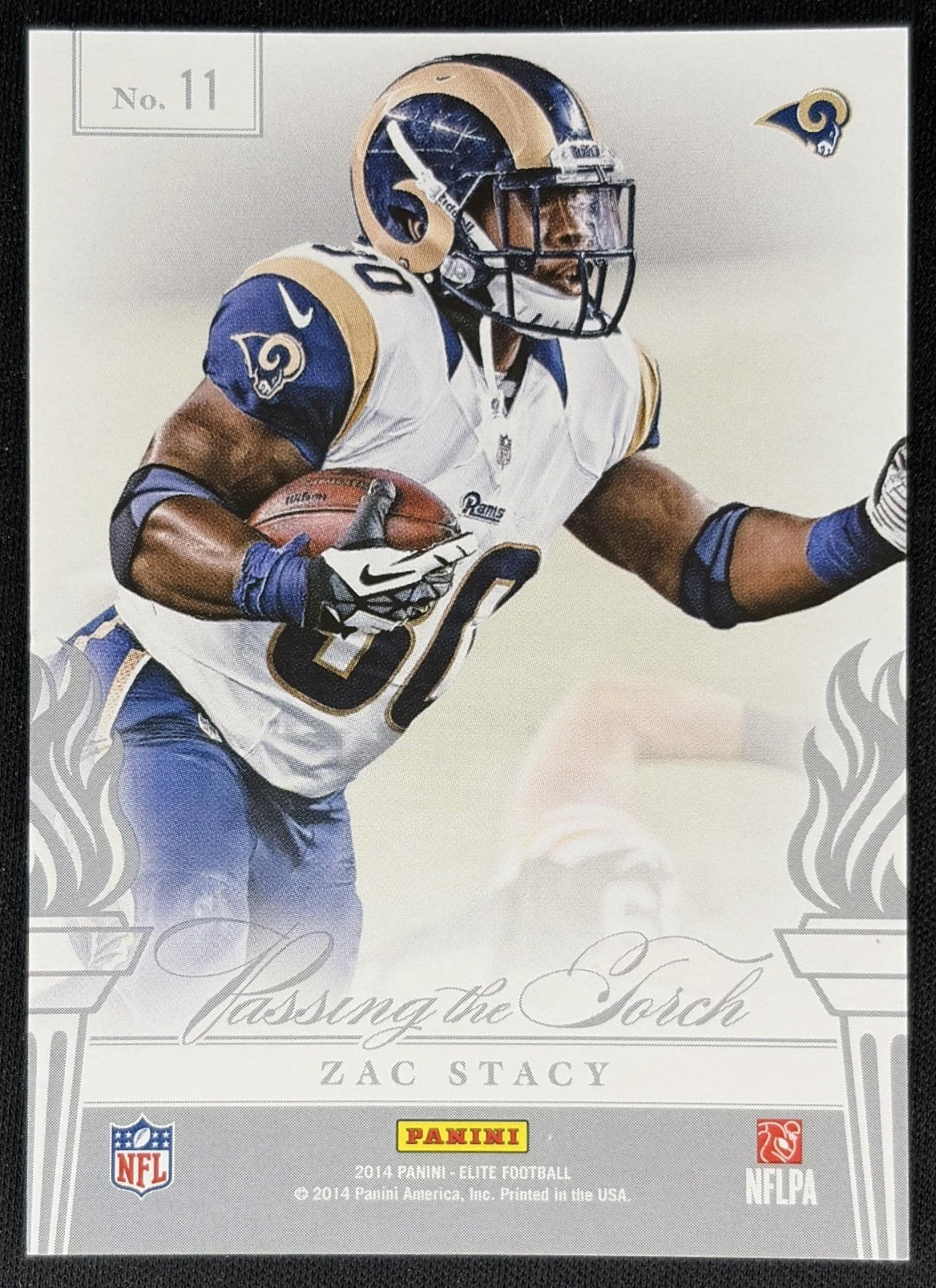 Marshall Faulk Zac Stacy 2014 Panini Elite Passing the Torch Silver Rams - Back
