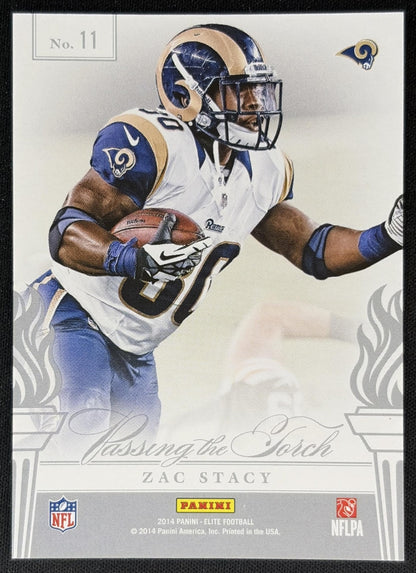 Marshall Faulk Zac Stacy 2014 Panini Elite Passing the Torch Silver Rams - Back