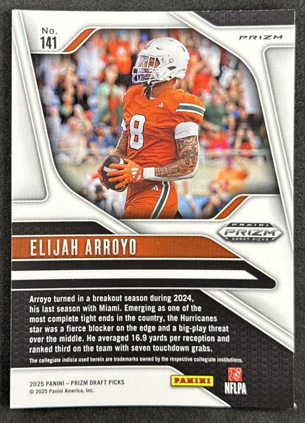 Elijah Arroyo 2025 Panini Prizm Draft Picks Red Ice Hurricanes Seahawks - Back