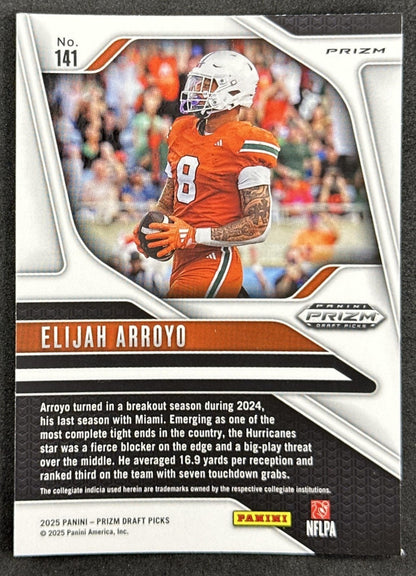 Elijah Arroyo 2025 Panini Prizm Draft Picks Red Ice Hurricanes Seahawks - Back