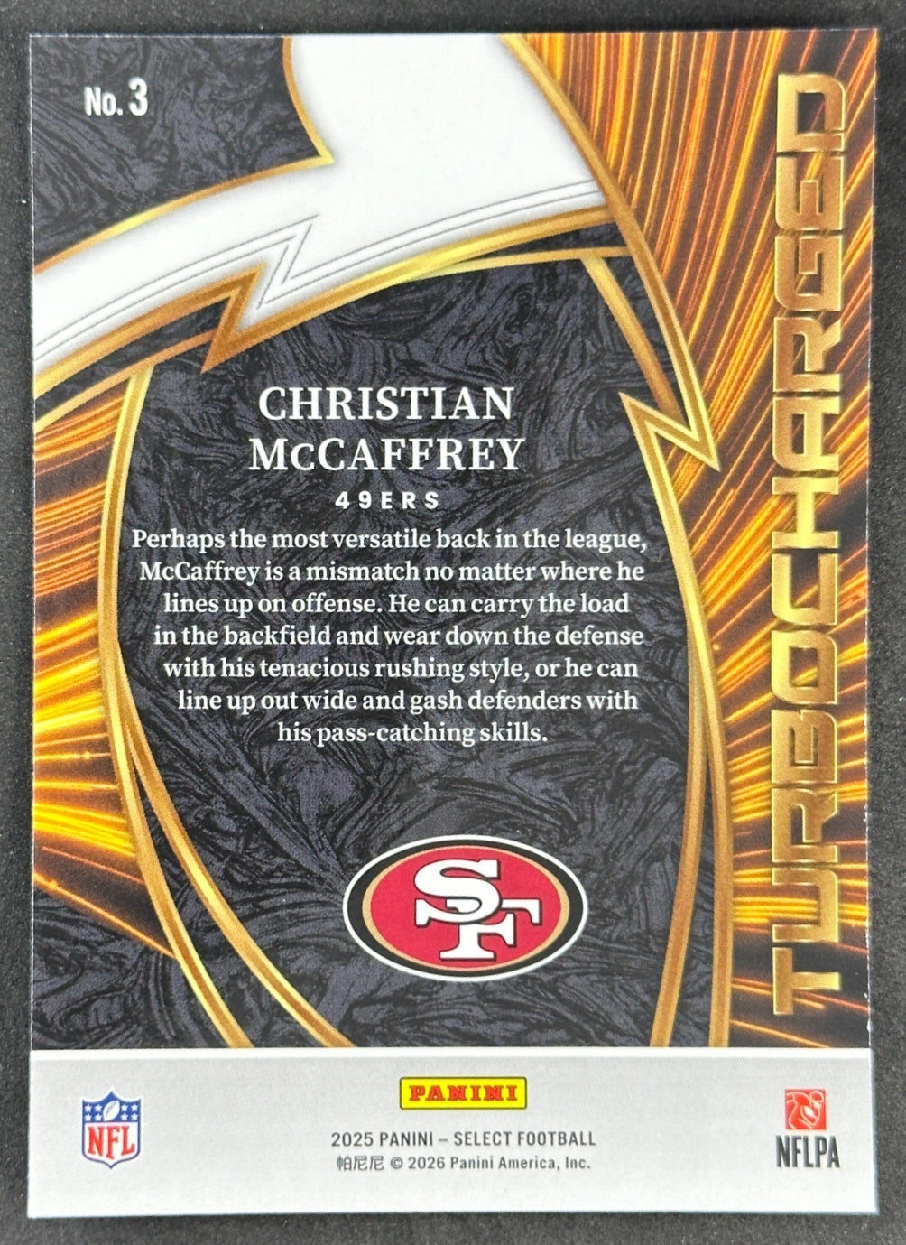 Christian McCaffrey 2025 Select Turbocharged 49ers Sports Trading Cards