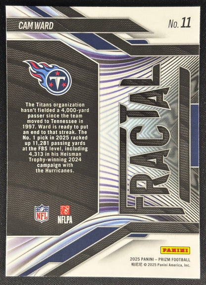 Cam Ward 2025 Prizm Fractal Titans Sports Trading Card