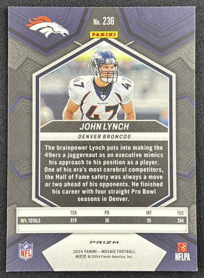 John Lynch 2024 Panini Mosaic Red Sparkle Prizm Broncos
