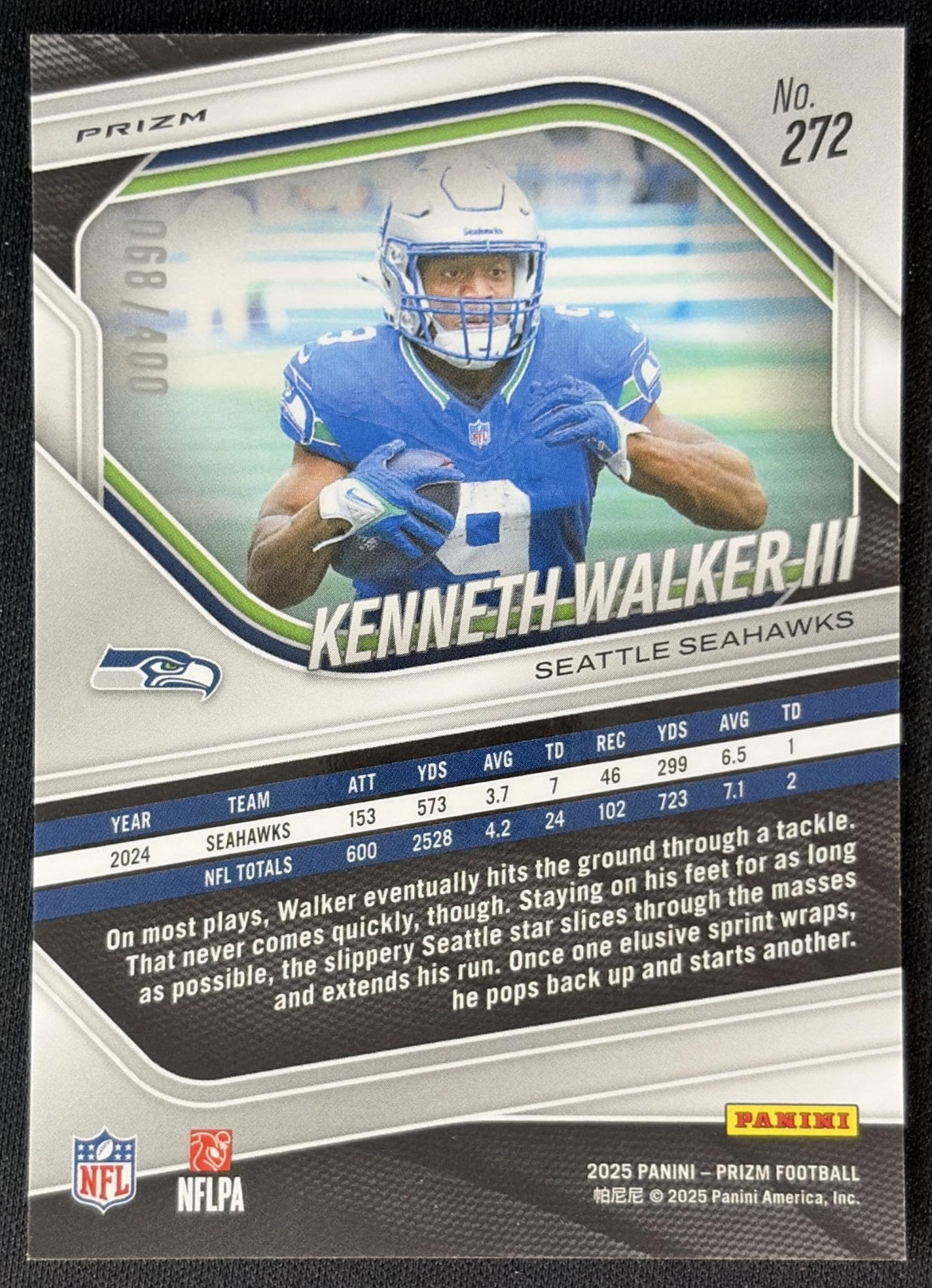 Kenneth Walker III 2025 Panini Prizm Pandora /400 Seahawks Sports Trading Cards