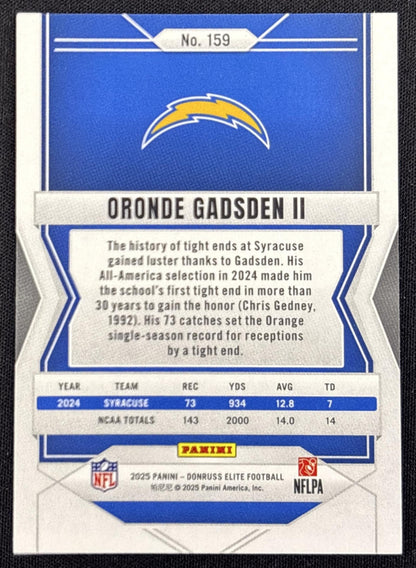 Oronde Gadsden II 2025 Panini Donruss Elite Rookies Aspirations Lime Green /999 Chargers