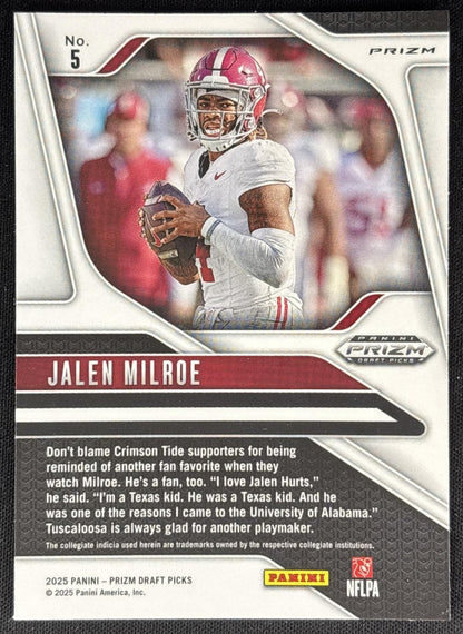 Jalen Milroe 2025 Panini Prizm Draft Picks Red Ice Crimson Tide Seahawks Sports Trading Cards