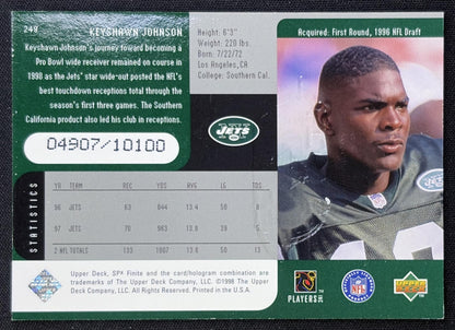Keyshawn Johnson 1998 SPx Finite /10100 Jets