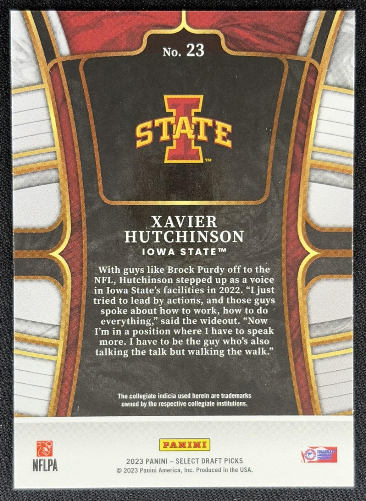 Xavier Hutchinson 2023 Panini Select Draft Picks Blue Retail Cyclones Sports Trading Card