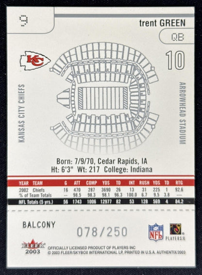Tom Brady 2003 Fleer Authentix Balcony /250 Patriots
