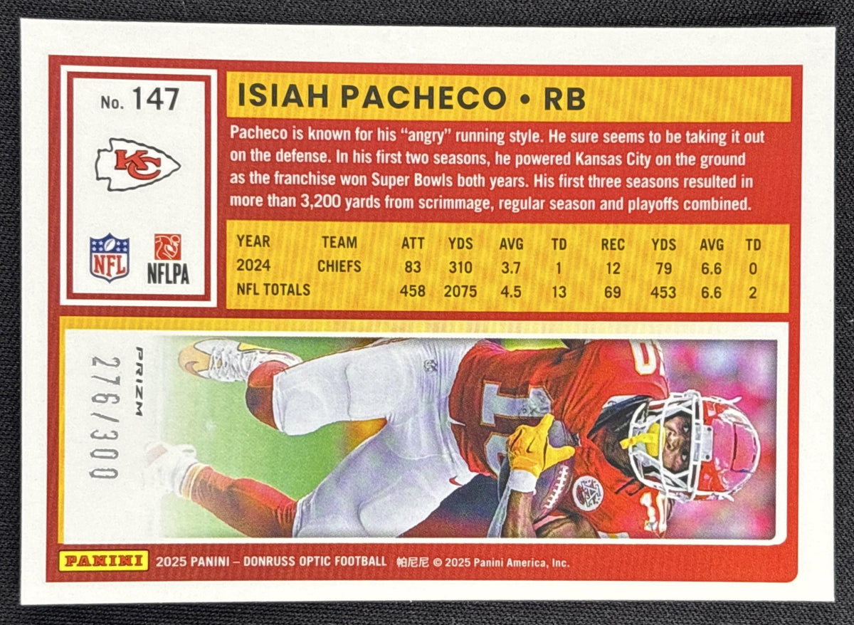 Isiah Pacheco 2025 Panini Donruss Optic Wave Prizm /300 Chiefs