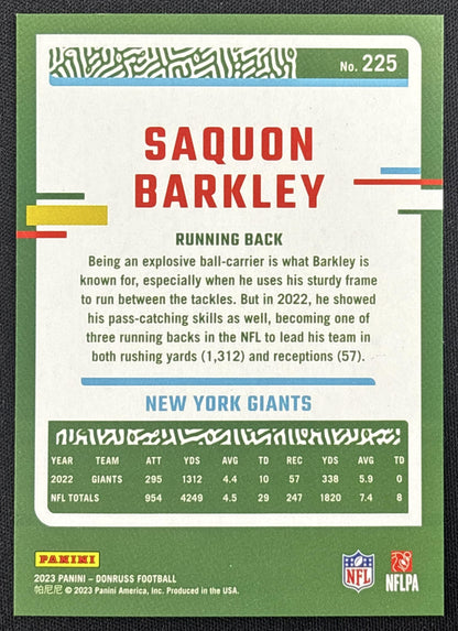Saquon Barkley 2023 Panini Donruss Season Stat Line /500 Giants