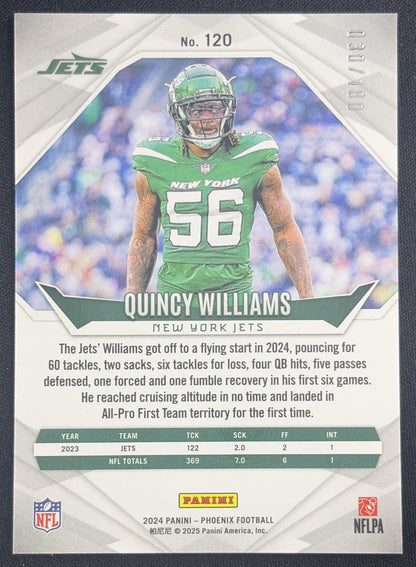 Quincy Williams 2024 Panini Phoenix Stars /180 Jets New York Jets