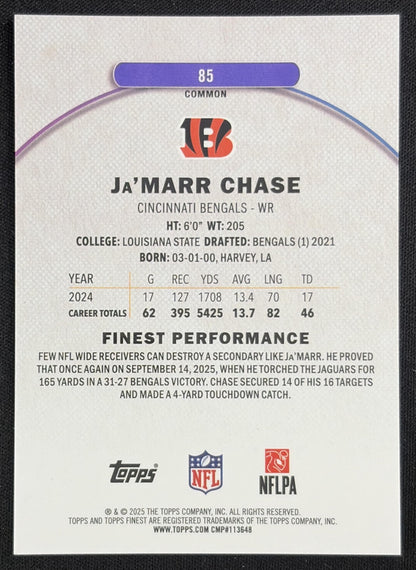 Ja'Marr Chase 2025 Topps Finest Purple Refractor /250 Bengals