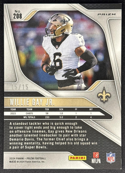 Willie Gay Jr. 2024 Panini Prizm Choice Cherry Blossom /15 Saints back