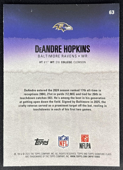 DeAndre Hopkins 2025 Topps Signature Class Chrome Veteran Ravens Sports Trading Cards