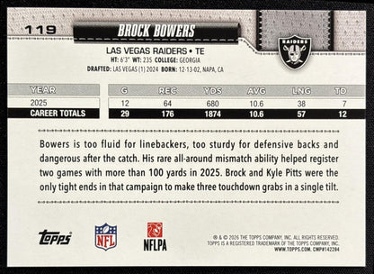Brock Bowers 2026 Topps Football Leather Foil Raiders