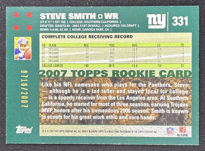Steve Smith 2007 Topps Copper /2007 Panthers