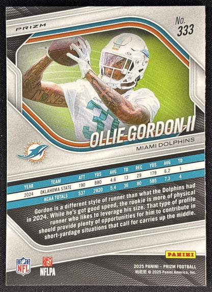 Ollie Gordon II 2025 Panini Prizm White Disco Dolphins back