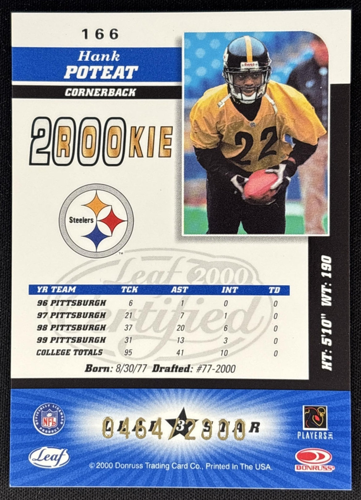 Hank Poteat 2000 Donruss Elite /2000 Sports Trading Cards