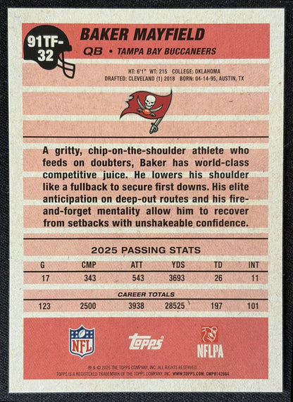 Baker Mayfield 2026 Topps 1991 Buccaneers back