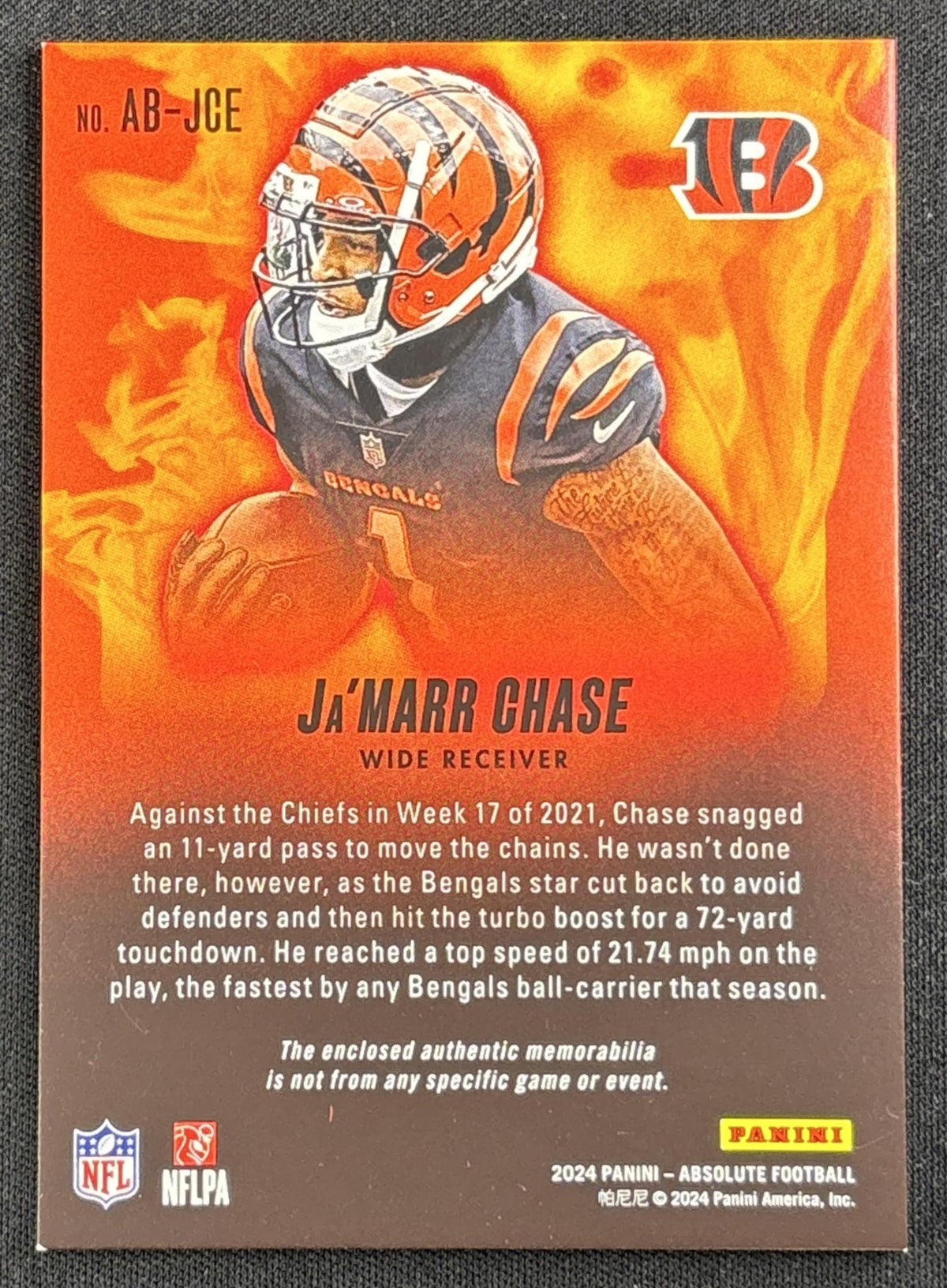 Ja'Marr Chase 2024 Panini Absolute Burners Bengals