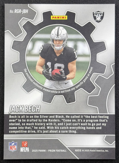 Jack Bech 2025 Panini Prizm Rookie Gear Pink Raiders