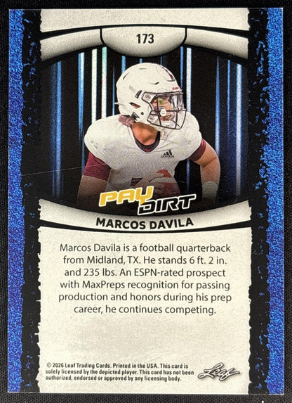 Marcos Davila 2026 Leaf Paydirt Purple /5 back