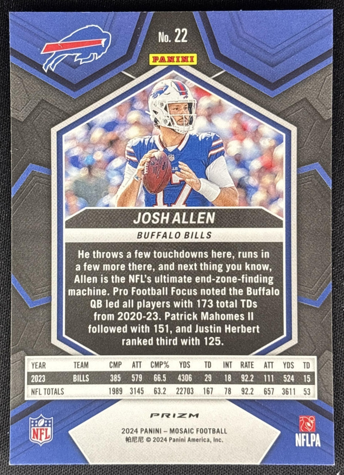 Josh Allen 2024 Panini Mosaic Green Prizm Bills Sports Trading Cards