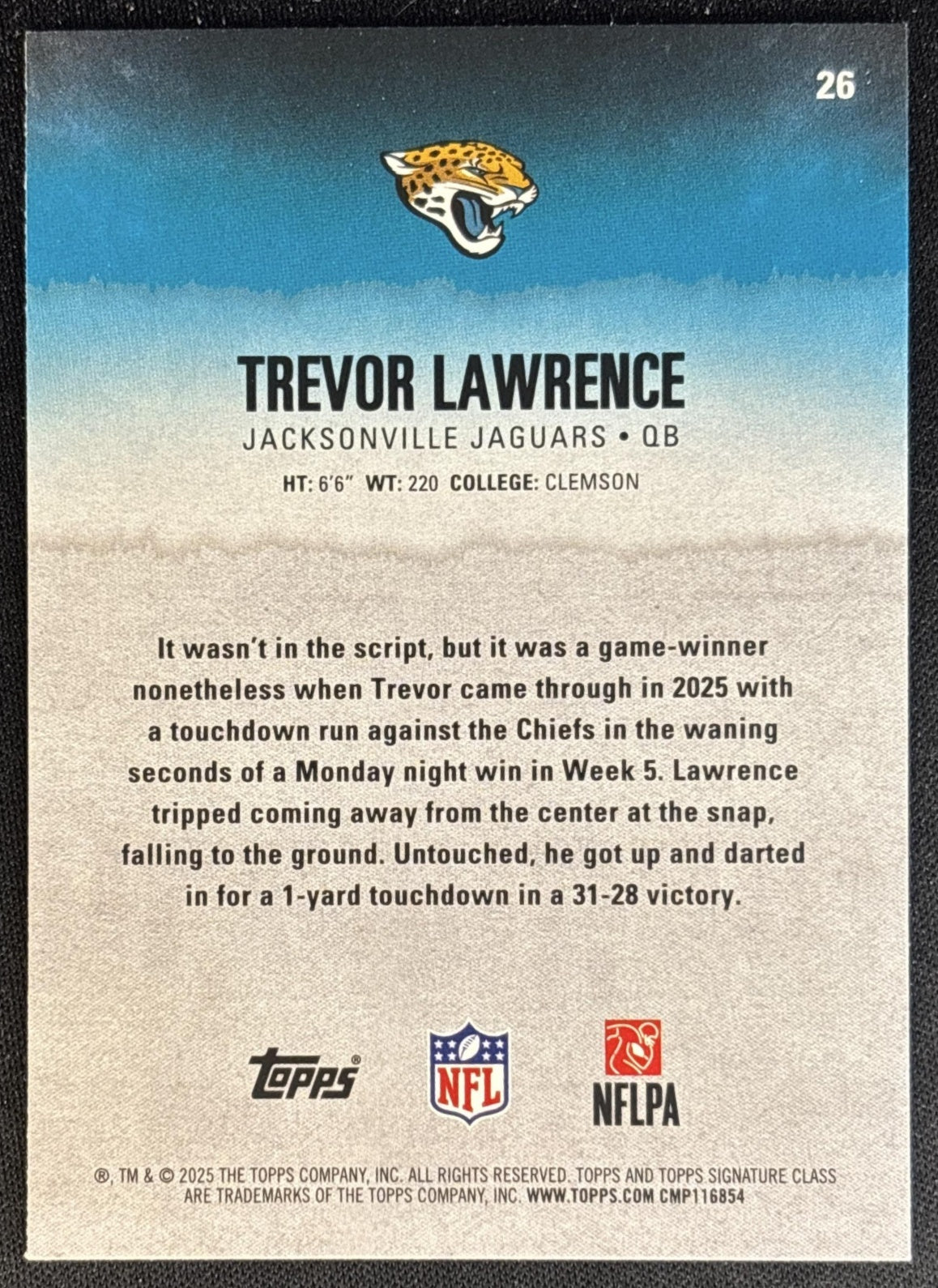 Trevor Lawrence 2025 Topps Signature Class Veteran Red & Black Foil Jaguars Football