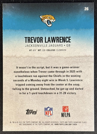 Trevor Lawrence 2025 Topps Signature Class Veteran Red & Black Foil Jaguars Football