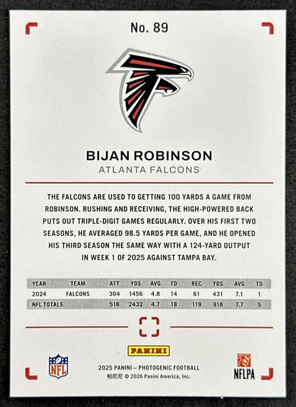 Bijan Robinson 2025 Panini PhotoGenic Falcons back