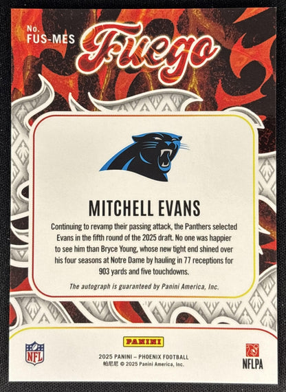 Mitchell Evans 2025 Panini Phoenix Fuego Signatures Panthers