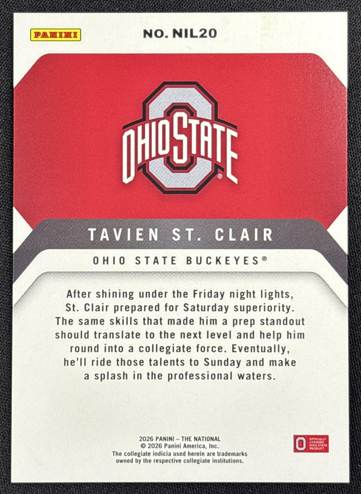 Tavien St. Claire 2026 Panini NSCC Silver Pack Purple /199