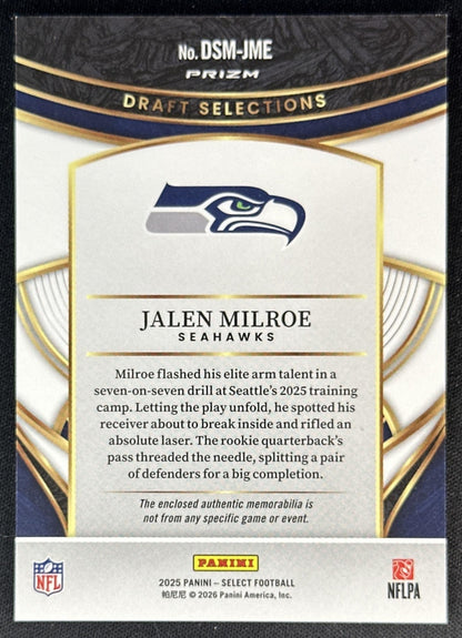 Jalen Milroe 2025 Panini Select Draft Selections Memorabilia Red Prizm Seahawks Sports Trading Cards