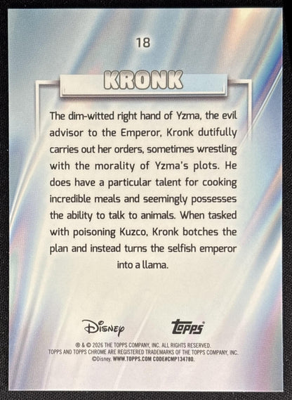 Kronk 2026 Topps Chrome Disney The Emperor's New Groove back