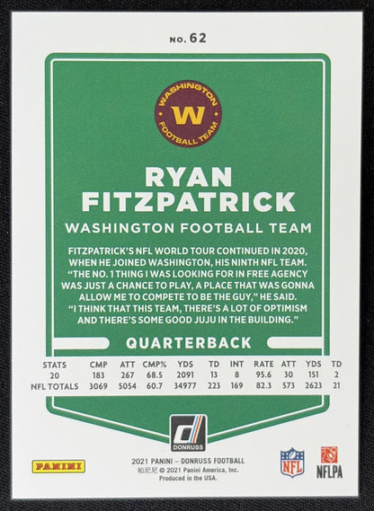 Ryan Fitzpatrick 2021 Panini Donruss Press Proof Premium Commanders