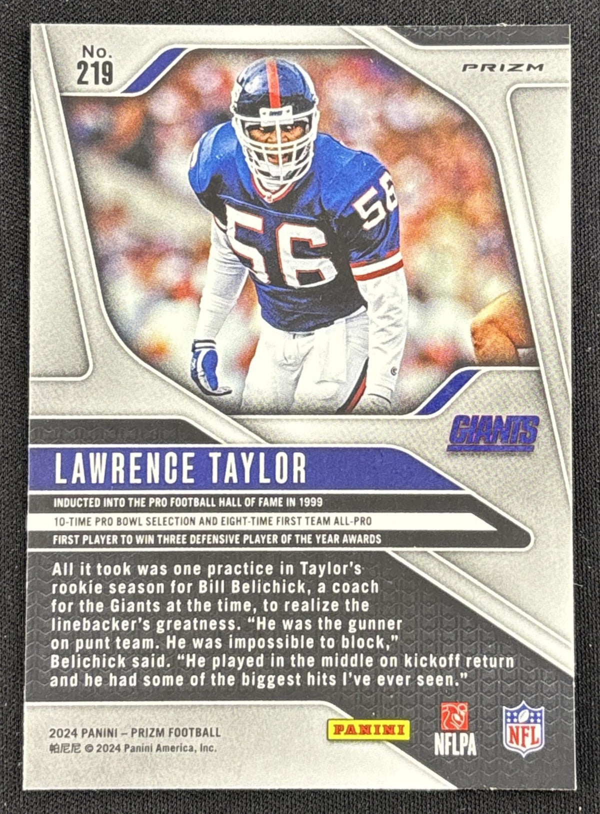 Lawrence Taylor 2024 Panini Prizm Lazer Giants Sports Trading Card