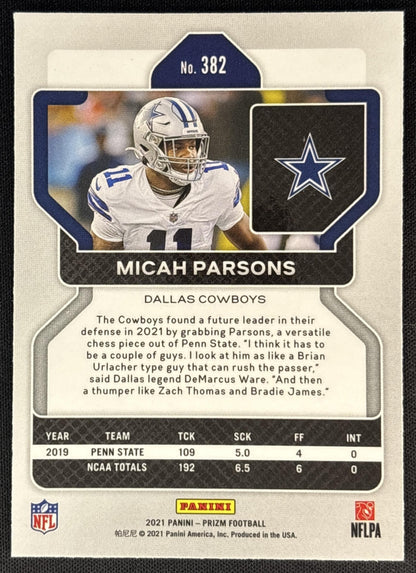 Micah Parsons 2021 Panini Prizm Silver Cowboys