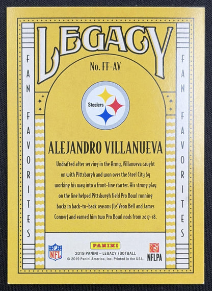 Alejandro Villanueva 2019 Panini Legacy Fan Favorites Green /100 Steelers
