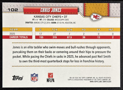 Chris Jones 2026 Topps Football Leather Foil Chiefs