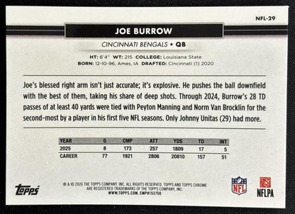 Joe Burrow 2026 Topps NSCC Collection NFL Sports Trading Cards