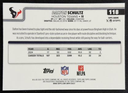Dalton Schultz 2025 Topps Chrome Sapphire Texans