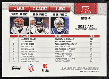 Stefon Diggs Ja'Marr Chase Zay Flowers 2026 Topps Football Leather Foil