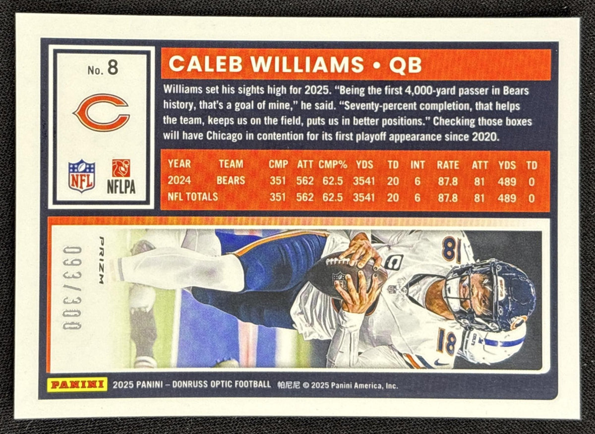 Caleb Williams 2025 Panini Donruss Optic Wave Prizm /300 Bears - back