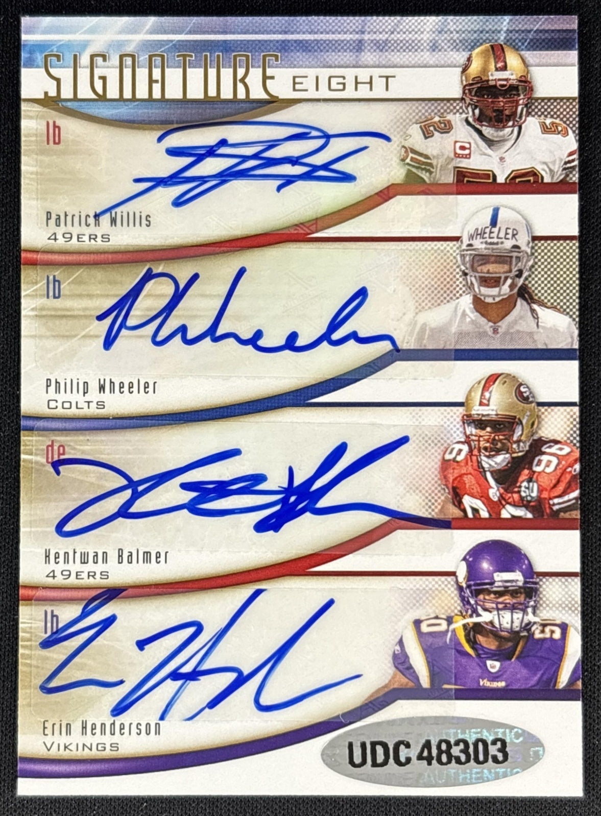 2009 Signature Eight Patrick Willis Auto /25 Packers Cowboys Cardinals Buccaneers 49ers Colts Vikings back