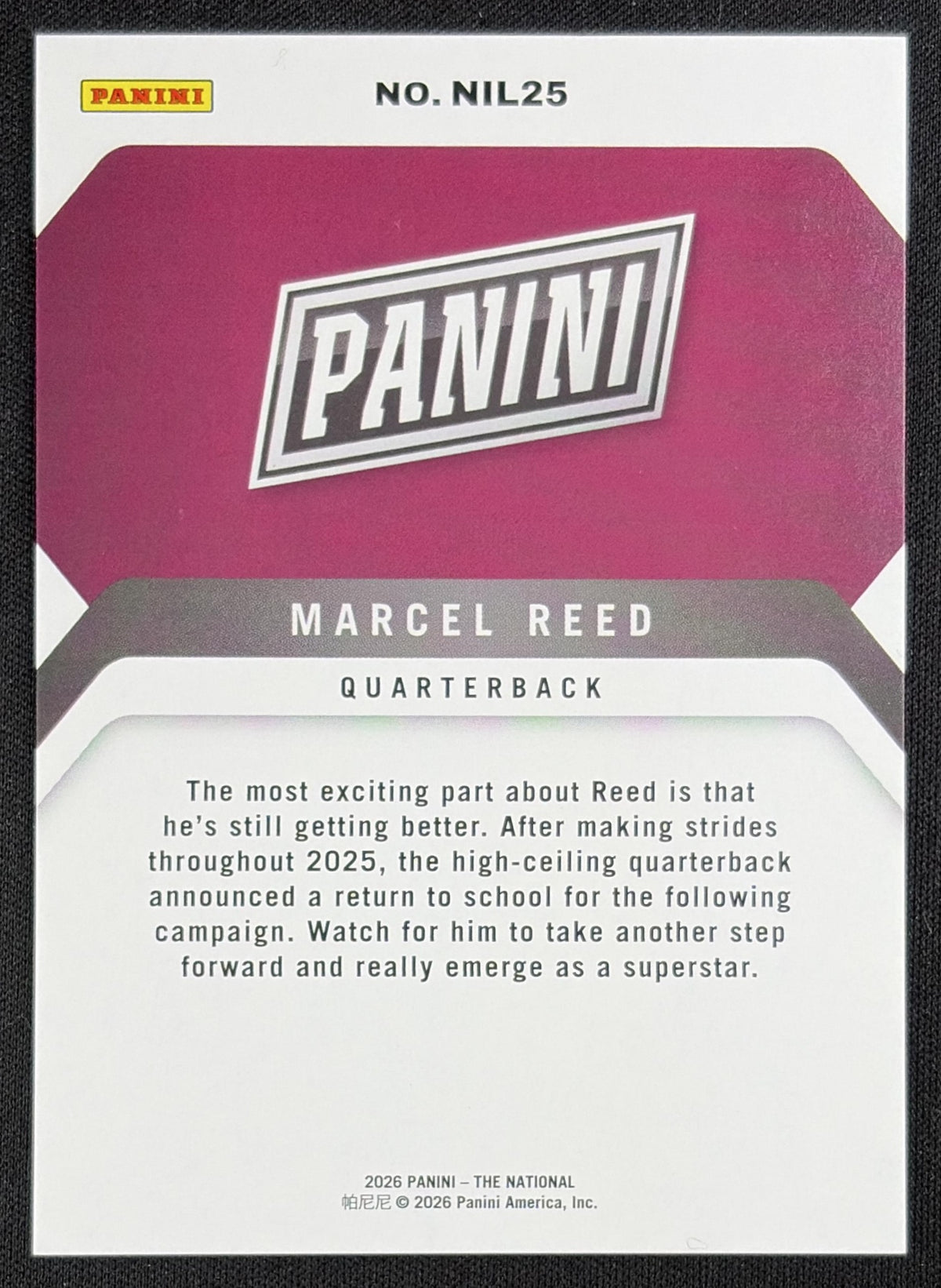Marcel Reed 2026 Panini NSCC Silver Pack Blue /99