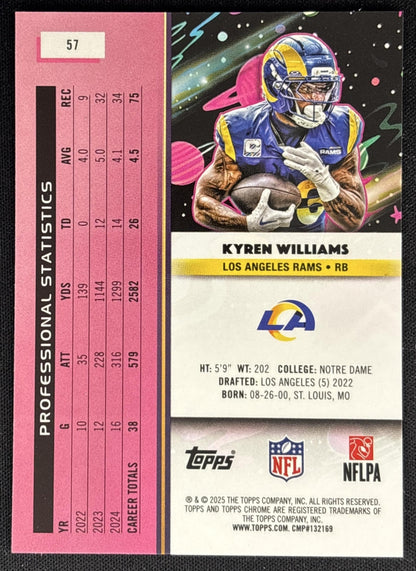 Kyren Williams 2025 Topps Cosmic Chrome Rams back